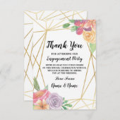 サンキューカード結婚婚約金ゴールドフローラ 招待状 (正面/裏面)