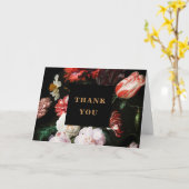 サンキューカード結婚式招待状ダークレッドフローラ カード (黄色い花)