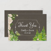 サンキューカード自然の素朴なバラとシダ サンキューカード (正面/裏面)