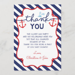 サンキューカード航海のベビーシャワー誕生日ネイビー サンキューカード