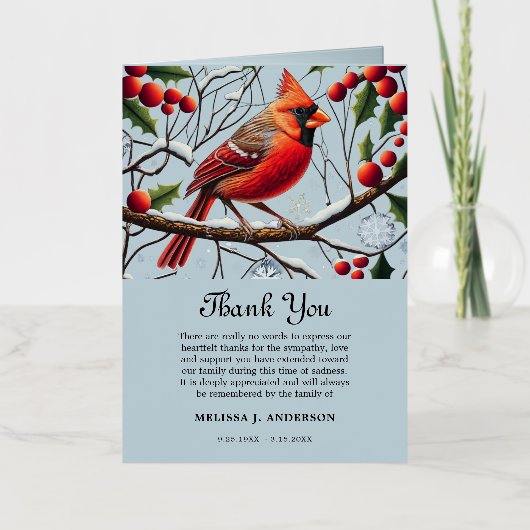 サンキューカード葬儀後 – (鳥)ショウジョウコウカンチョウ葬儀 箔グリーティングカード (正面)