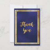 サンキューカード誕生日ダークネイビーブルー金ゴールド サンキューカード (正面)