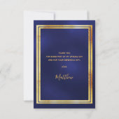 サンキューカード誕生日ダークネイビーブルー金ゴールド サンキューカード (裏面)