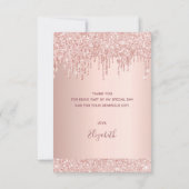 サンキューカード誕生日バラ金ゴールドグリッター乾燥 サンキューカード (裏面)