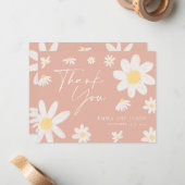 サンキューカード赤面ピンクデイジー ノートカード (正面/裏面インサイチュ)