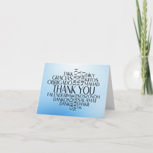 サンキューカード違う言語ブルーウォーター色 サンキューカード (正面)
