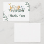 サンキューカード野生一動物赤ちゃんシャワー エンクロージャーカード (正面/裏面)