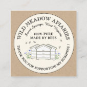 サンキューカード2.5インチx 2.5インチミツバチ飼育用ハニーハイブ スクエア名刺 (正面)