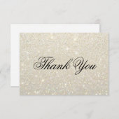 サンキューカード-すてきなホワイトゴールドGlit サンキューカード (正面/裏面)
