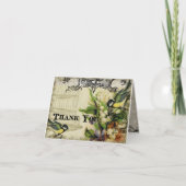 サンキューカード - イエロー ソング バード ケージ フラワル (正面)