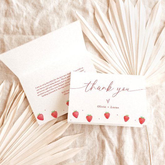 サンキューカード |イチゴの赤ちゃんシャワー