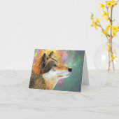 サンキューカード – ウルフアート カード (黄色い花)