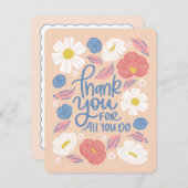 サンキューカード – ピーシー花模様 (正面/裏面)