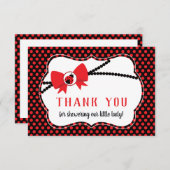 サンキューカード，ベビーシャワー， Ladybug サンキューカード (正面/裏面)