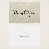 サンキューカード – ホワイト金ゴールドグリッターFab (正面&裏面)