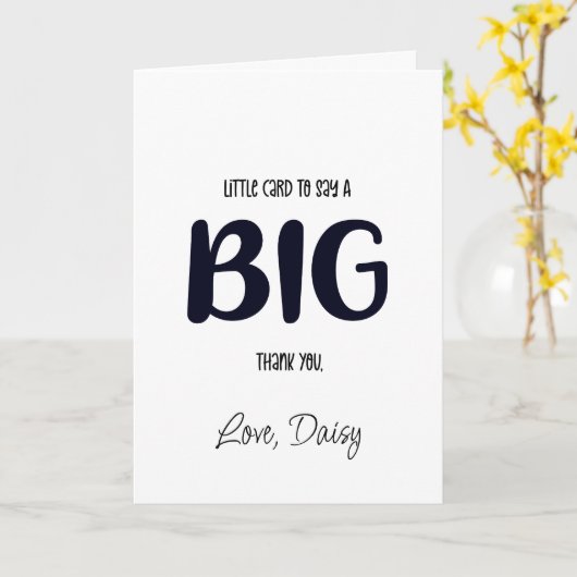 サンキューカード。大きな事を言うリトル感謝していカー カード (黄色い花)