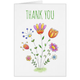 サンキューカード（手描き鳩の花）