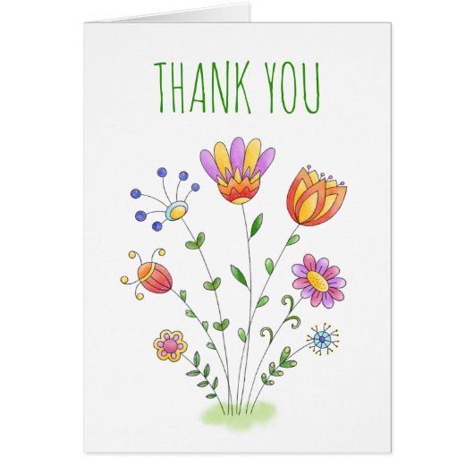 サンキューカード（手描き鳩の花） (正面)