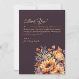 サンキューカード – 水彩秋花 – 紫 – 招待状