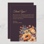 サンキューカード – 水彩秋花 – 紫 –  招待状 (正面/裏面)