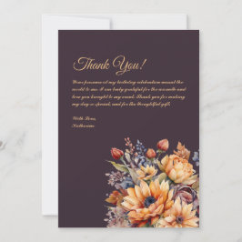 サンキューカード – 水彩秋花 – 紫 – 招待状