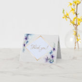 サンキューカード|水彩青紫フローラ カード (黄色い花)