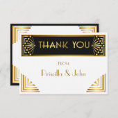 サンキューカード、白い素晴らしいGatsby、シックエレガント サンキューカード (正面/裏面)