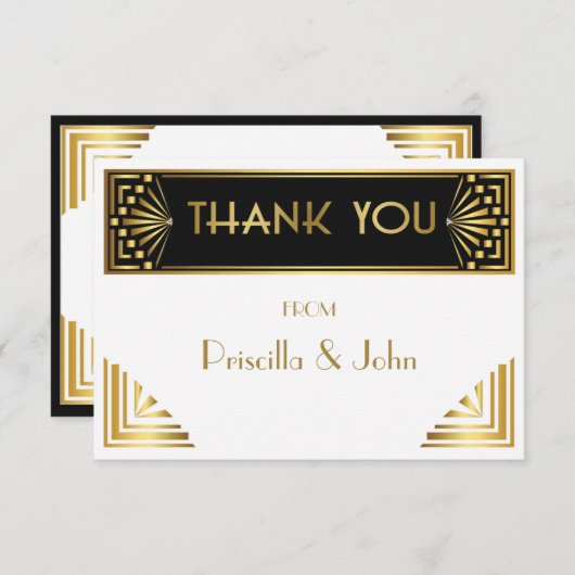 サンキューカード、白い素晴らしいGatsby、シックエレガント サンキューカード (正面/裏面)