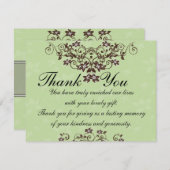 サンキューカード-真新しい緑及びチョコレート色 サンキューカード (正面/裏面)