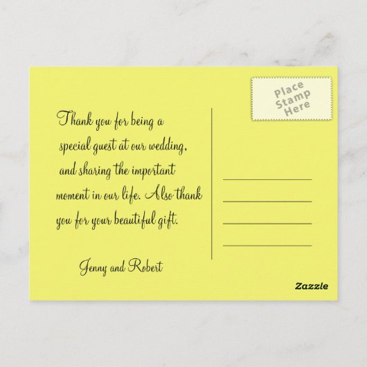 サンキューカード、黄色のデイジーの花。 ポストカード (裏面)