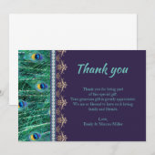 サンキューカー ド　孔雀　紫　ラインストーン 招待状 (正面/裏面)