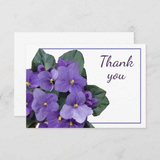 サンキューガーデンフラワーアフリカンバイオレットフローラアート サンキューカード (正面/裏面)