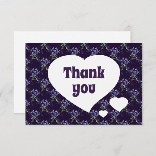 サンキューガーデンフラワースイートピーズフローラルパターン サンキューカード (正面/裏面)