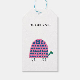 サンキューガールの誕生日ピンクの亀の動物 ギフトタグ