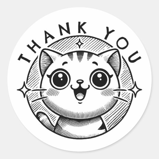 サンキューキャット ラウンドシール (正面)