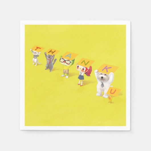 サンキューキャラクター スタンダードカクテルナプキン (正面)