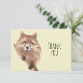サンキューキュートウォーター色キツネ動物アート自然 サンキューカード (スタンド正面)