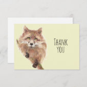 サンキューキュートウォーター色キツネ動物アート自然 サンキューカード (正面/裏面)