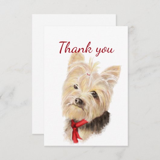 サンキューキュートウォーター色ヨークシャーテリアヨークシャーテリア サンキューカード (正面/裏面)