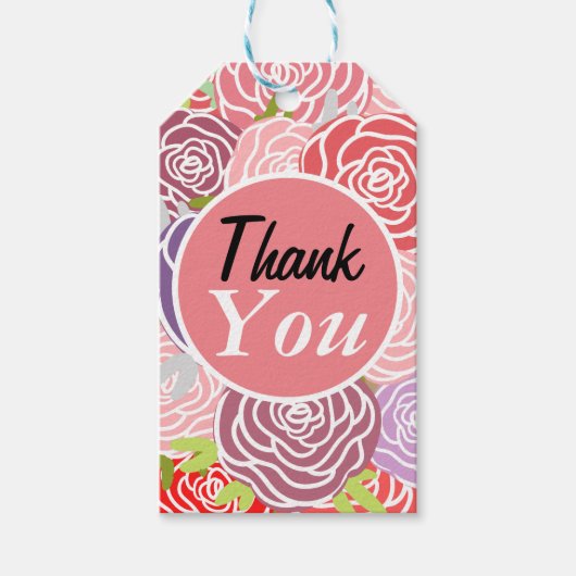 サンキューキュートバラモダンクラフト紙 ギフトタグ (正面)