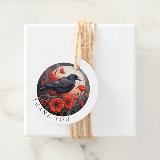 サンキューギフトステッカーカラス鳥の花 フェイバータグ (インサイチュ)