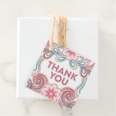 サンキューギフトラベルとレトロな花 フェイバータグ (インサイチュ)