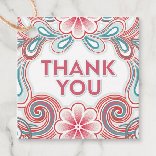 サンキューギフトラベルとレトロな花 フェイバータグ (正面)