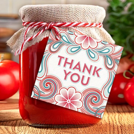 サンキューギフトラベルとレトロな花 フェイバータグ