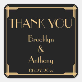 サンキューギャツビー素晴らしアールデコ結婚式用シール スクエアシール