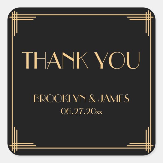 サンキューギャツビー素晴らしアールデコ結婚式用シール スクエアシール (正面)