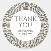 サンキューギリシャパーティー石ギリシャ鍵パターン ラウンドシール (正面)