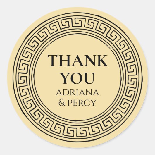 サンキューギリシャパーティー石ギリシャ鍵パターン ラウンドシール (正面)