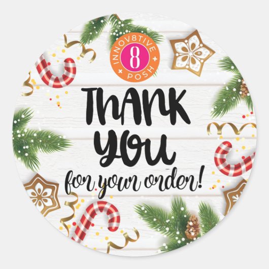 サンキュークリスマスインノフ8ポジティブ+ポー ラウンドシール (正面)