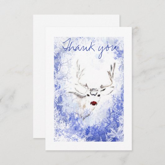サンキュークリスマスウィンタートインデアおもしろい自然 サンキューカード (正面/裏面)